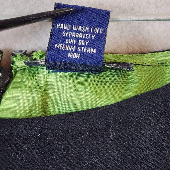 Boston Proper Embroidered Floral Fringe Skirt Size 6 Black Wool Blend - Picture 12 of 12